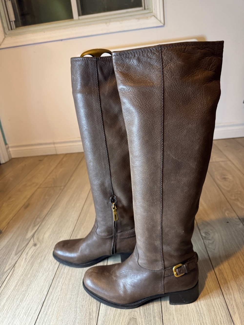 Prada Tall Brown Leather  Boots